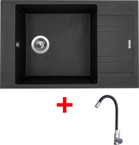 Granitový dřez Sinks VARIO 780 Metalblack + Elasta nerez/černá G21074