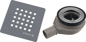 Polysan TRENECA vaničkový sifon, průměr 90mm, DN40, krytka šedá mat 84999.31