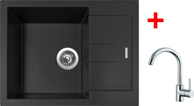 Granitový dřez Set Sinks AMANDA 650 Nanoblack + MIX 35 lesklá G185N6