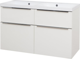 Mereo Mailo, koupelnová skříňka s umyvadlem z litého mramoru 121 cm, bílá, chrom madlo CN513M