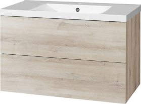 Mereo Aira, koupelnová skříňka s umyvadlem z litého mramoru 101 cm, dub Kronberg CN722M