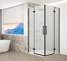 Gelco TRINITY BLACK obdélníkový sprchový kout 900x800mm, rohový vstup, matné sklo GT2280-90M-B