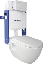 Závěsné WC Nera s podomítkovou nádržkou a tlačítkem Geberit, bílá WC-SADA-17