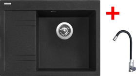 Granitový dřez Sinks RIM 650 P Granblack + Elasta nerez/černá G20530