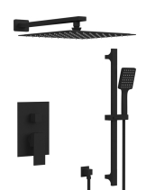 Sapho CUBEMIX podomítkový sprchový set s pákovou baterií, 2 výstupy, posuvný držák sprchy, černá mat CM042B-02