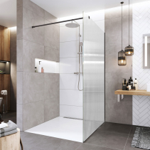 Mereo Sprchová stěna WALK IN, Novea, 70 x 200 cm, Black ALU, sklo Line CK10600HBL