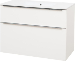 Mereo Mailo, koupelnová skříňka s keramickým umyvadlem 101 cm, bílá, chrom madlo CN512