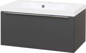 Mereo Mailo, koupelnová skříňka s umyvadlem z litého mramoru 81 cm, antracit, chrom madlo CN536M