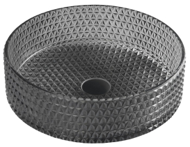 Sapho MARAGUA skleněné gravírované umyvadlo na desku Ø 39, 5cm, černá TY214