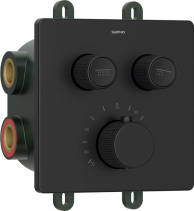 Sapho SMART SELECT podomítková sprchová termostatická baterie, box, 2 výstupy, černá mat RP042B
