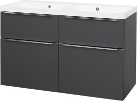 Mereo Mailo, koupelnová skříňka s umyvadlem z litého mramoru 121 cm, antracit, chrom madlo CN533M