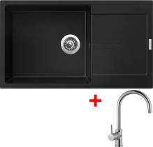 Granitový dřez Sinks ULTIMA 860 XXL Pureblack + Vitalia G14226