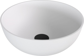 Polysan BANERA ROUND umyvadlo na desku, litý mramor, průměr 39cm, bílá mat 14337MAT