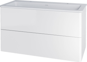 Mereo Siena, koupelnová skříňka s umyvadlem z litého mramoru 101 cm, bílá lesk CN412M2