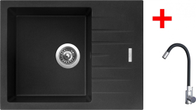 Granitový dřez Sinks PERFECTO 650 Metalblack + Elasta nerez/černá G21874