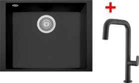 Granitový dřez Sinks CUBE 490U Nanoblack + EVA P Nanoblack G262N6
