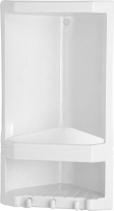 Gedy JUNIOR dvoupatrová rohová polička, 189x385x139 mm, termoplast, bílá 8079