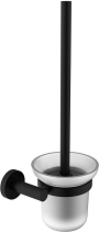 Sapho X-ROUND BLACK WC štětka závěsná, mléčné sklo, černá mat XR323B