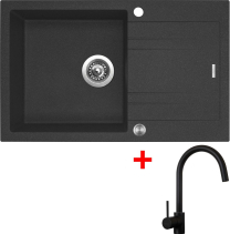 Granitový dřez Sinks LINEA 780 XC Granblack + Vitalia černá matná G4330XC