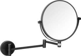 Sapho X-ROUND BLACK kosmetické zrcátko závěsné, Ø 200mm, oboustranné, černá mat XR006B