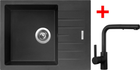 Granitový dřez Sinks PERFECTO 650 Pureblack + ENIGMA S Černá matná G24926