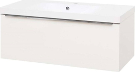 Mereo Mailo, koupelnová skříňka s umyvadlem z litého mramoru 101 cm, bílá, chrom madlo CN517M