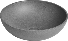 Sapho TURF betonové umyvadlo na desku, včetně výpusti, Ø 44cm, černý granit AR436