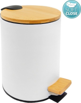 Aqualine BAMBUS odpadkový koš kulatý 3l, Soft Close, bílá mat BI006