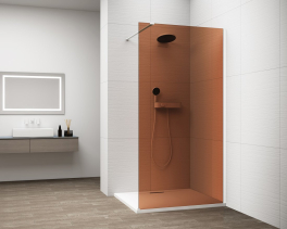 Polysan ESCA WHITE MATT jednodílná sprchová zástěna k instalaci ke stěně, sklo Marron, 700 mm ES1570-03