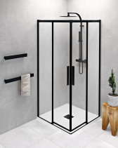 Polysan ALTIS BLACK čtvercový sprchový kout 1000x1000 mm, rohový vstup, čiré sklo AL1512BAL1512B