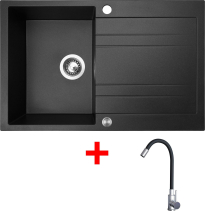 Granitový dřez Sinks GRANDE 800 XC Metalblack + Elasta nerez/černá G21174XC