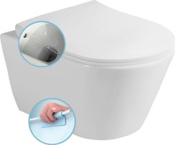 Sapho AVVA CLEANWASH závěsná WC mísa, s bidetovou sprškou, Rimless, 35, 5x53cm, bílá 100312