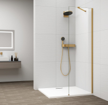 Polysan ESCA GOLD MATT jednodílná sprchová zástěna k instalaci ke stěně, sklo čiré, 400 mm ES1040-04