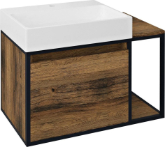 Sapho SKARA umyvadlová skříňka 80x49, 5x46, 5cm, černá mat/dub Collingwood CG003-1919