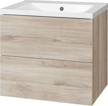 Mereo Aira, koupelnová skříňka s umyvadlem z litého mramoru 61 cm, dub Kronberg CN720M