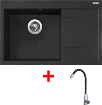 Granitový dřez Sinks RIM 780 L Granblack + Elasta nerez/černá G20830