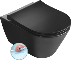 Sapho AVVA závěsná WC mísa, Rimless, 35, 5x53cm, černá mat 100314-110