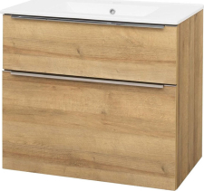 Mereo Mailo, koupelnová skříňka s keramickým umyvadlem 81 cm, dub Riviera, chrom madlo CN521