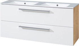 Mereo Bino, koupelnová skříňka s keramickým umyvadlem 121 cm, bílá/dub CN673