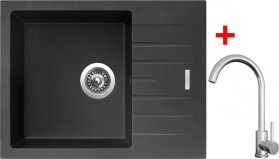 Granitový dřez Sinks PERFECTO 650 Pureblack + ARCO celonerezová G24626