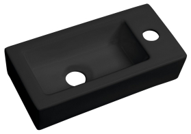Sapho ZOE keramické umývátko 37x18 cm, otvor pro baterii vpravo, černá mat AR495B