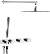 Sapho Podomítkový sprchový set s termostatickou baterií a držákem ruční sprchy, 2 výstupy, kulatá, chrom MB623-01