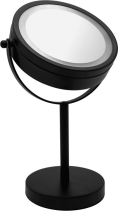 Ridder DAISY kosmetické zrcátko na postavení LED, Ø 150 mm, oboustranné, černá 03111010