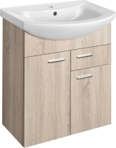 Aqualine ZOJA umyvadlová skříňka 61, 5x74x32cm, 2x dvířka, 1x zásuvka, dub platin 51165