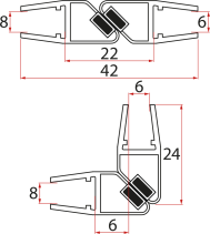 Gelco Set magnetických těsnění 45°pro sklo 6/8mm, 1900mm NDGL05