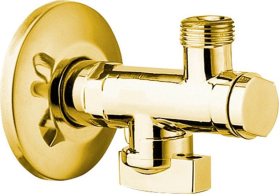 Sapho Rohový ventil s matkou, 1/2"x 3/8", zlato 2020ZL
