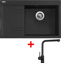Granitový dřez Sinks RIM 780 P Granblack + Elka černá matná G6330