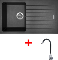 Granitový dřez Sinks PERFECTO 860 Metalblack + Elasta nerez/černá G22174