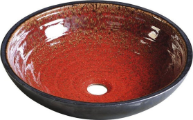 Sapho ATTILA keramické umyvadlo, průměr 43cm, tomatová červeň/petrolejová DK007