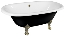 Polysan REGATA volně stojící vana 175x85x61cm, nohy bronz, černá/bílá 10271